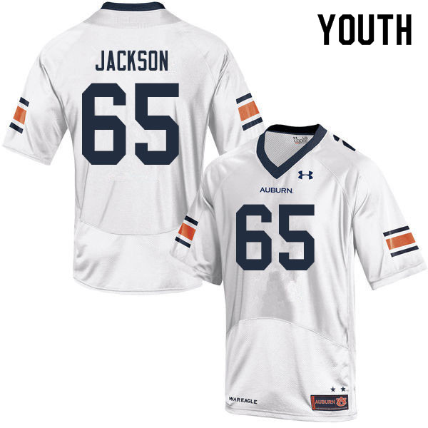 Youth #65 Alec Jackson Auburn Tigers College Football Jerseys Sale-White - Click Image to Close